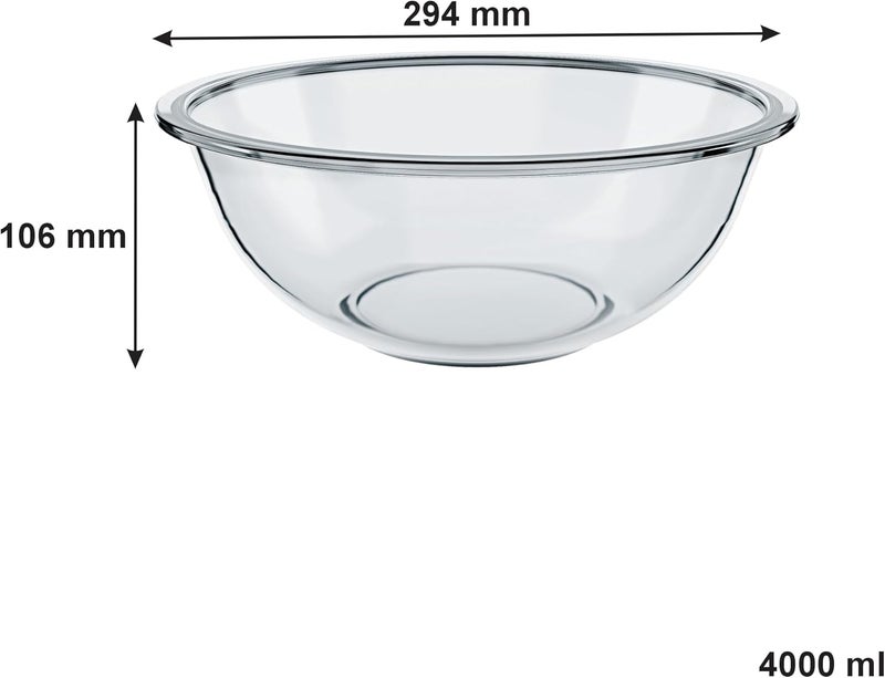 MARINEX Glass Bowl Plus 4 L - Large Durable Heat-Resistant Mixing & Serving Bowl|Transparent Multi-Purpose Bowl|Microwave,Freezer&Dishwasher Safe|Ideal for Mixing,Baking,Pasta,Desserts&Everyday Meals - Image 4